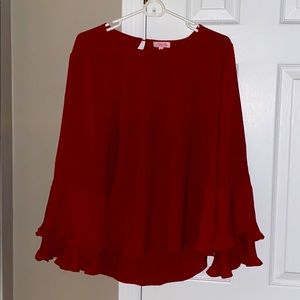 Cute orange/red blouse with wide sleeves